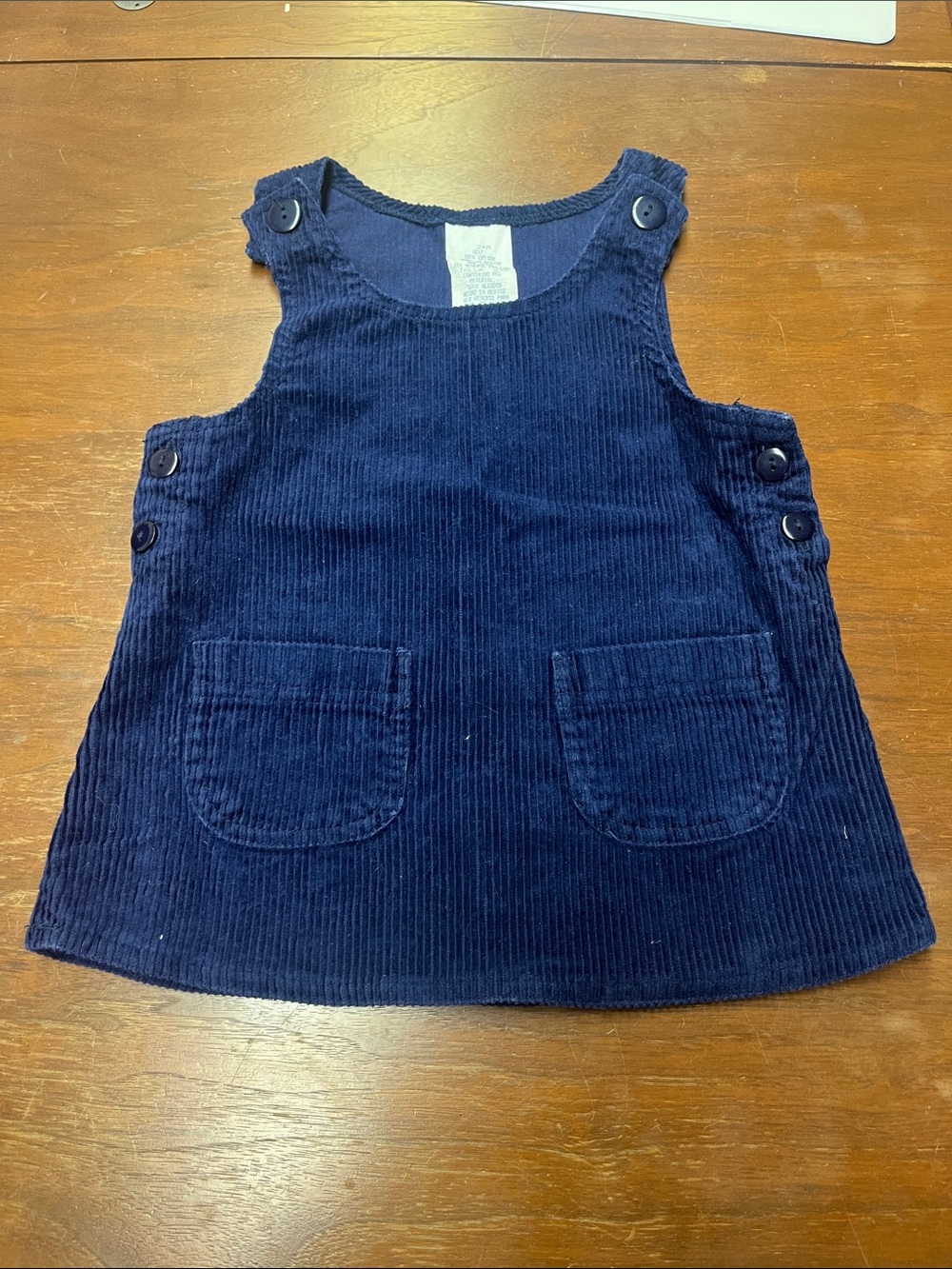 Vintage 24 months Navy Corduroy Dress with Front Pockets